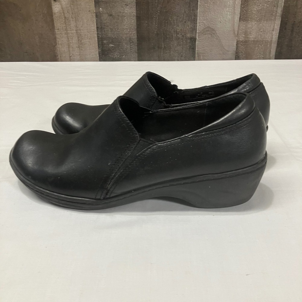 Clarks Womens 66726 Black Leather‎ Slip On Slip Resistant Work Loafers Size 8M - Picture 3 of 7